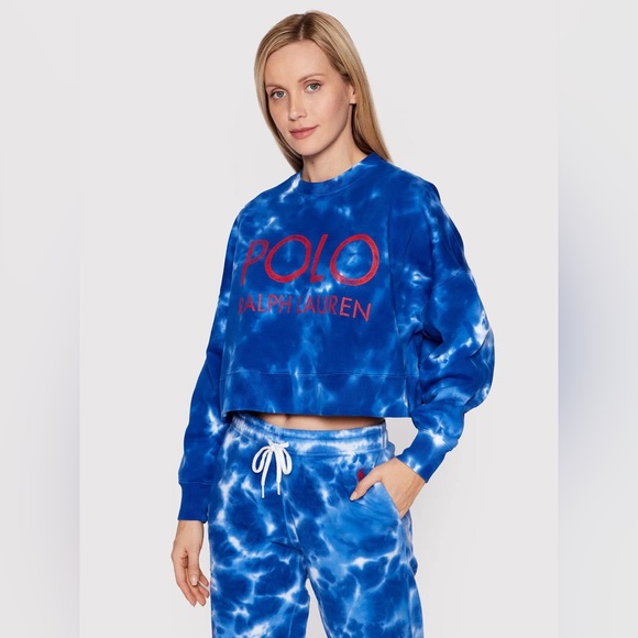 Polo Ralph Lauren Sweaters - Polo by Ralph Lauren Vibrant Blue white and Red cropped Crewneck